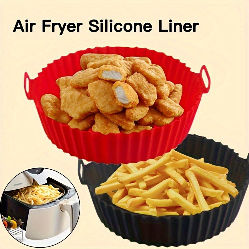 1pc Sartén de silicona multiusos para freidora, resistente al calor, de grado alimenticio, reciclable, engrosada, con tapete antiadherente para hornear, para cocina doméstica, horneado