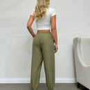 Pantalones comodos de cintura baja solidos para mujer