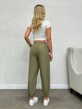 Pantalones comodos de cintura baja solidos para mujer