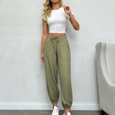 Pantalones comodos de cintura baja solidos para mujer