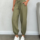 Pantalones comodos de cintura baja solidos para mujer