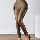 Prive leggings deportivos informales, sin costuras, de cintura alta, con parches brillantes, para mujeres para hacer ejercicio y estar en forma