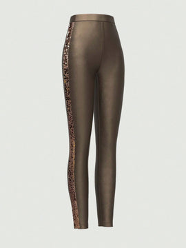 Prive leggings deportivos informales, sin costuras, de cintura alta, con parches brillantes, para mujeres para hacer ejercicio y estar en forma
