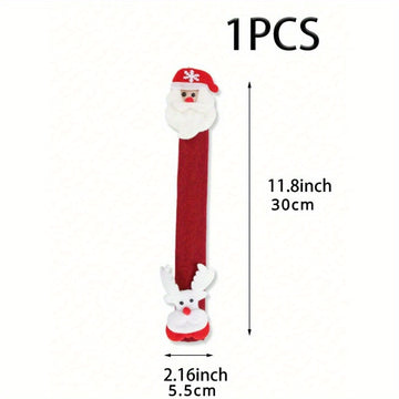 Cubiertas festivas para manijas de horno y refrigerador de Navidad - Poliéster, sin batería, perfectas para la decoración navideña del hogar