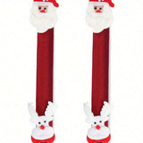 Cubiertas festivas para manijas de horno y refrigerador de Navidad - Poliéster, sin batería, perfectas para la decoración navideña del hogar