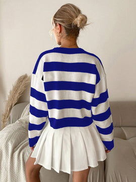 Cardigan holgado con botones frontales y hombros caidos, adecuado para otono e invierno, para mujer