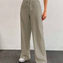 Tall pantalones largos de unicolor con cintura larga y cordon para mujeres altas