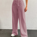 Tall pantalones largos de unicolor con cintura larga y cordon para mujeres altas