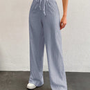 Tall pantalones largos de unicolor con cintura larga y cordon para mujeres altas