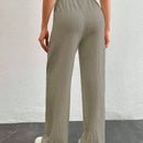 Tall pantalones largos de unicolor con cintura larga y cordon para mujeres altas