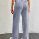 Tall pantalones largos de unicolor con cintura larga y cordon para mujeres altas
