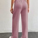 Tall pantalones largos de unicolor con cintura larga y cordon para mujeres altas