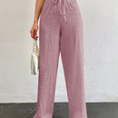 Tall pantalones largos de unicolor con cintura larga y cordon para mujeres altas