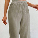 Tall pantalones largos de unicolor con cintura larga y cordon para mujeres altas