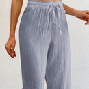Tall pantalones largos de unicolor con cintura larga y cordon para mujeres altas