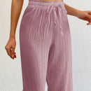 Tall pantalones largos de unicolor con cintura larga y cordon para mujeres altas