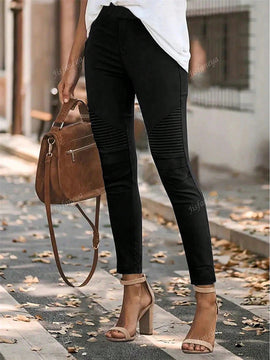 Pantalones pitillo de unicolor minimalistas para mujer para el otono