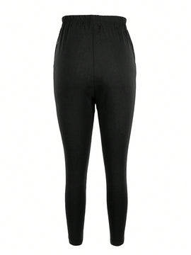 Pantalones pitillo de unicolor minimalistas para mujer para el otono