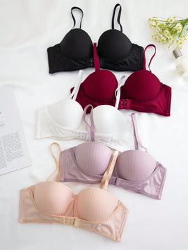 Conjunto de 5 piezas de sujetadores minimalistas de unicolor para mujer