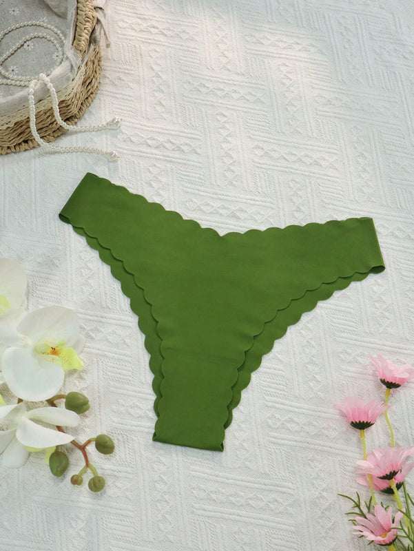 Set de 10 bragas triangulares de mujer con borde ondulado, sexy y comodas, con estampado