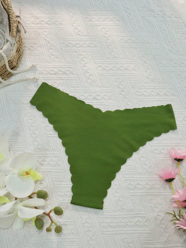 Set de 10 bragas triangulares de mujer con borde ondulado, sexy y comodas, con estampado