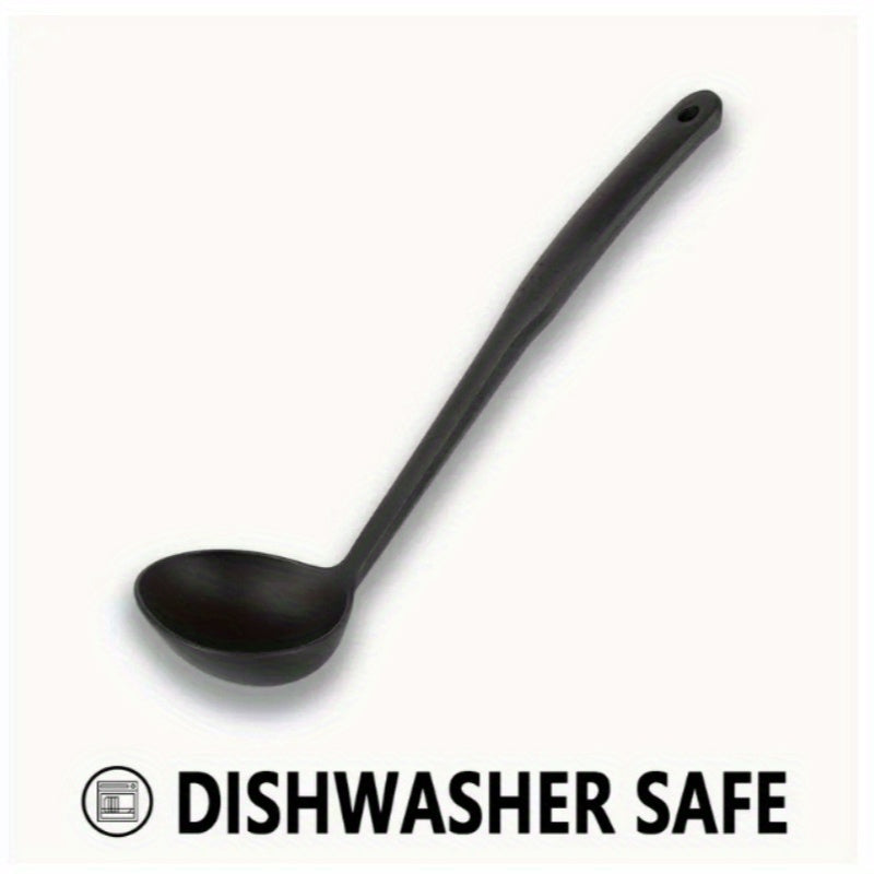 1pc Cucharón de Sopa Ergonómico de Nylon - Antiadherente, Mango Largo para Sopas, Salsas y Mezclar - Utensilio de Cocina Duradero con Almacenamiento Colgante