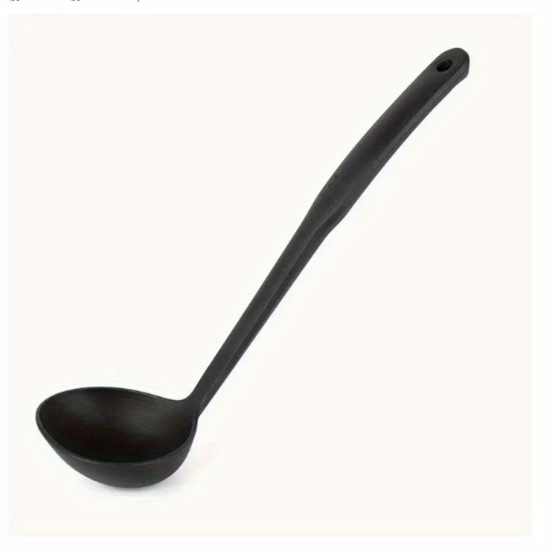1pc Cucharón de Sopa Ergonómico de Nylon - Antiadherente, Mango Largo para Sopas, Salsas y Mezclar - Utensilio de Cocina Duradero con Almacenamiento Colgante