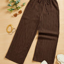 Essnce pantalones casuales de pernera ancha de 7/8 con textura y cintura anudada de unicolor para mujer