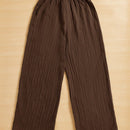 Essnce pantalones casuales de pernera ancha de 7/8 con textura y cintura anudada de unicolor para mujer