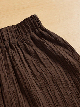 Essnce pantalones casuales de pernera ancha de 7/8 con textura y cintura anudada de unicolor para mujer