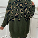Lune cardigan informal para mujer de botones delanteros con bolsillos dobles y estampado de leopardo, para otono/invierno
