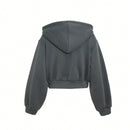 Dazy sudadera con capucha corta de unicolor informal para mujer, de manga larga, para otono/invierno