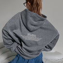 Dazy sudadera larga con capucha, holgada, con cordon y estampado de eslogan casual para mujer, otono