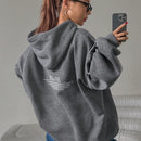 Dazy sudadera larga con capucha, holgada, con cordon y estampado de eslogan casual para mujer, otono