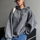 Dazy sudadera larga con capucha, holgada, con cordon y estampado de eslogan casual para mujer, otono