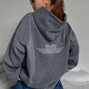Dazy sudadera larga con capucha, holgada, con cordon y estampado de eslogan casual para mujer, otono