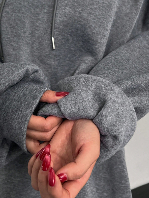Dazy sudadera con capucha de manga larga con estampado de letras minimalista, uso diario informal