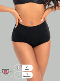 1 pieza bragas de alto de cintura absorbentes y a prueba de fugas en color negro para mujeres, ropa interior menstrual con ajuste elastico y comodo