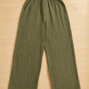 Essnce pantalones casuales de pernera ancha de 7/8 con textura y cintura anudada de unicolor para mujer