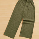 Essnce pantalones casuales de pernera ancha de 7/8 con textura y cintura anudada de unicolor para mujer