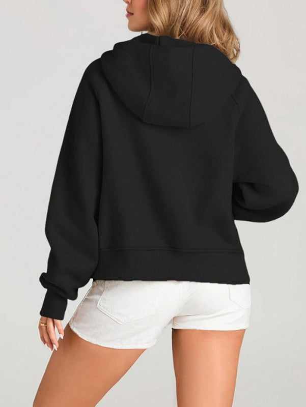Sudaderas con media cremallera para mujer, sudaderas con capucha cropped, sudaderas de forro polar
