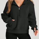 Sudaderas con media cremallera para mujer, sudaderas con capucha cropped, sudaderas de forro polar