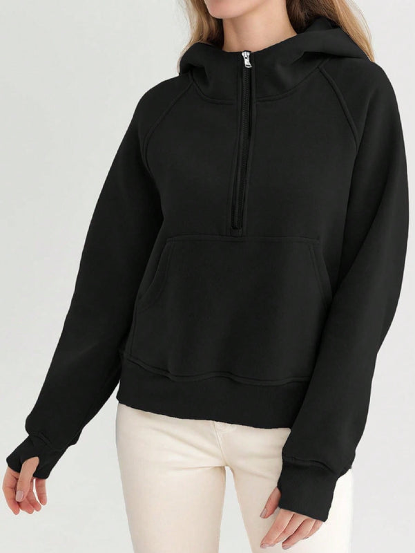 Sudaderas con media cremallera para mujer, sudaderas con capucha cropped, sudaderas de forro polar