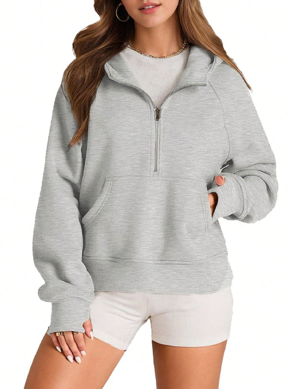 Sudaderas con media cremallera para mujer, sudaderas con capucha cropped, sudaderas de forro polar