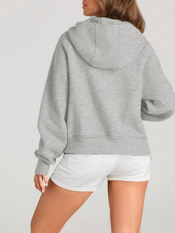 Sudaderas con media cremallera para mujer, sudaderas con capucha cropped, sudaderas de forro polar