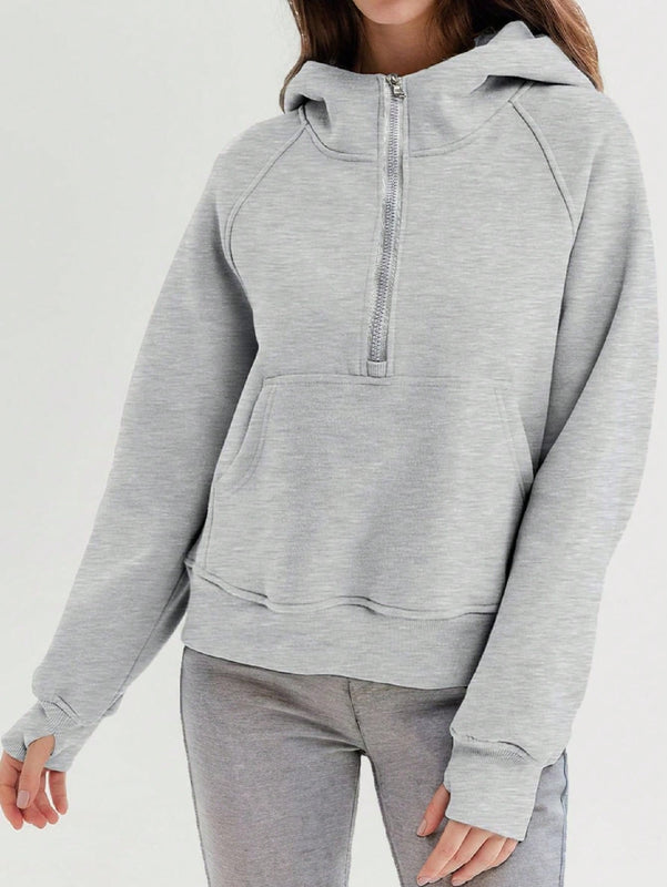 Sudaderas con media cremallera para mujer, sudaderas con capucha cropped, sudaderas de forro polar