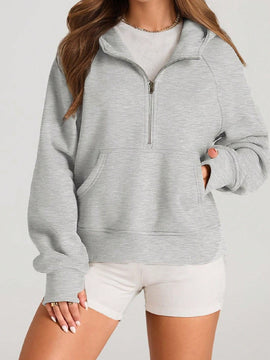 Sudaderas con media cremallera para mujer, sudaderas con capucha cropped, sudaderas de forro polar