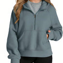 Sudaderas con media cremallera para mujer, sudaderas con capucha cropped, sudaderas de forro polar