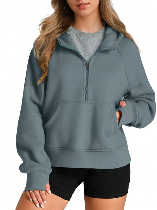 Sudaderas con media cremallera para mujer, sudaderas con capucha cropped, sudaderas de forro polar