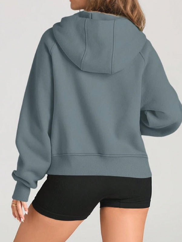 Sudaderas con media cremallera para mujer, sudaderas con capucha cropped, sudaderas de forro polar